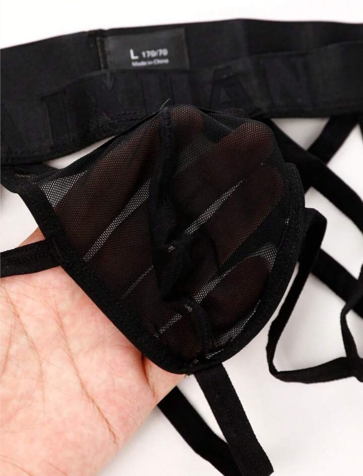 Men's Mesh Hollow Design G-String Underwear Crotchless Underwear Mesh Underwear